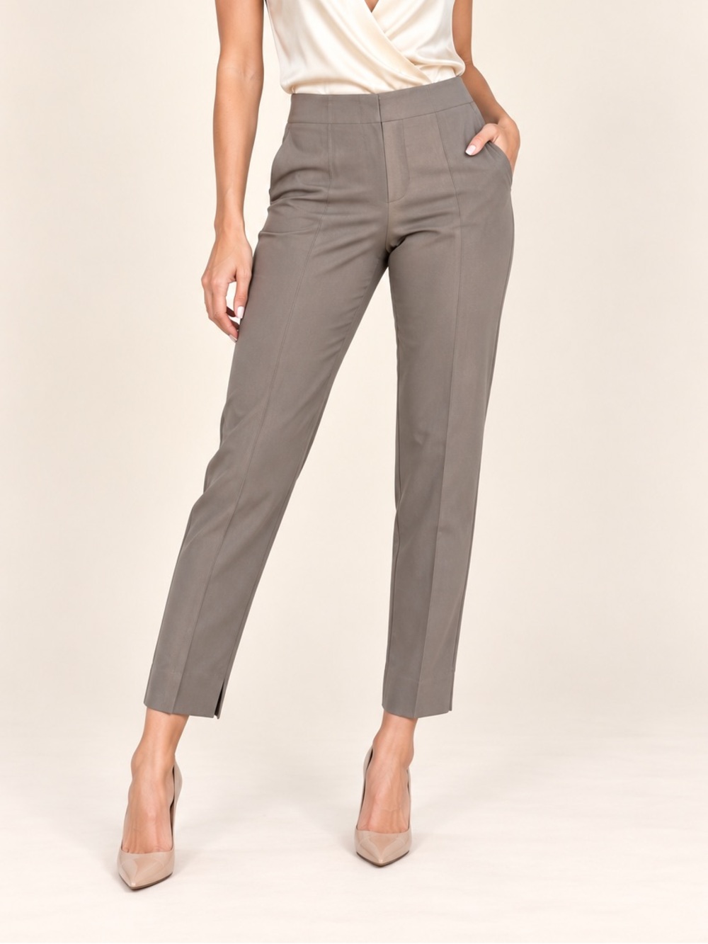 Vince Grey Taupe Slim Ankle Pants Stretch Size M